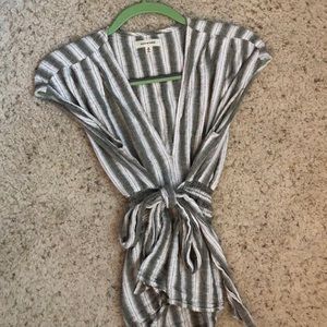 Max Studio Green and White Tie Blouse (M)